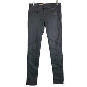AG Adriano Goldschmied Moto Legging Black. Coated Size 26. Ankle Zippers Stretch
